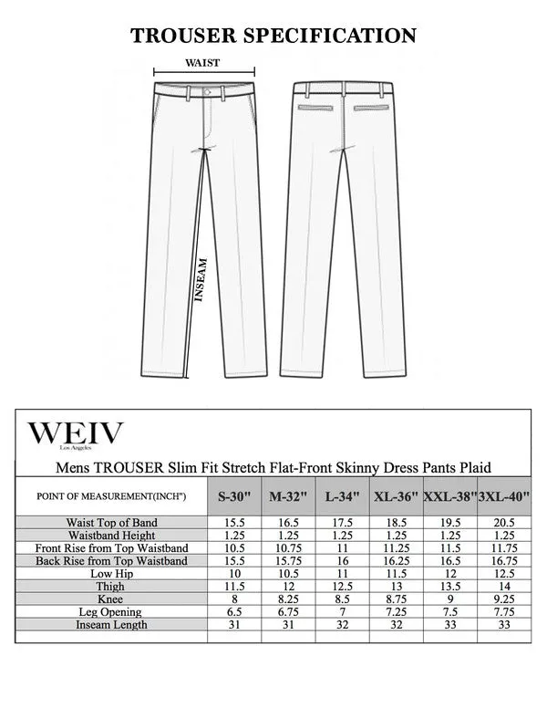 Weiv Men's Brown Plaid Slim Fit Trouser Pants
