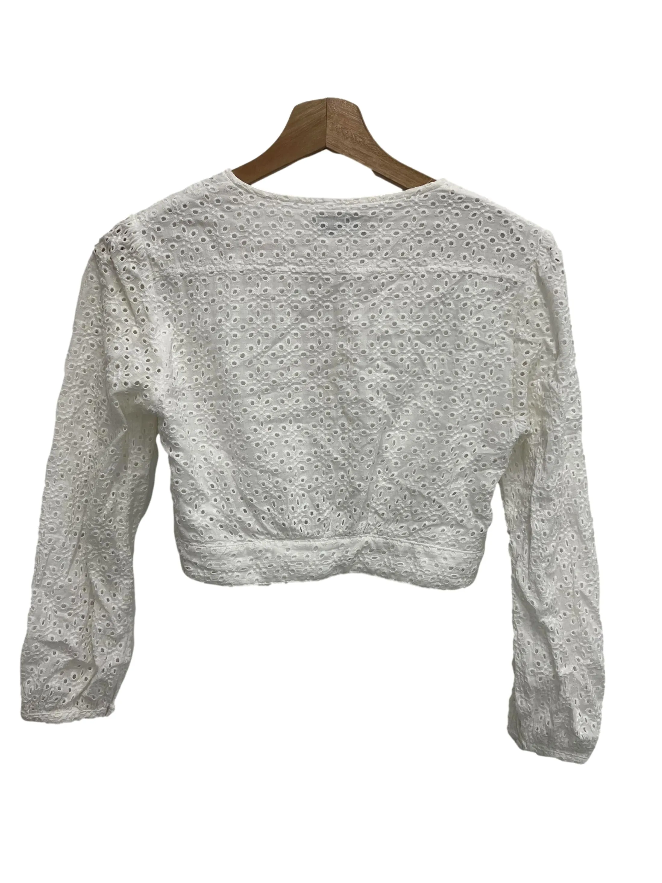 White Broderie Pearl Button Down Top