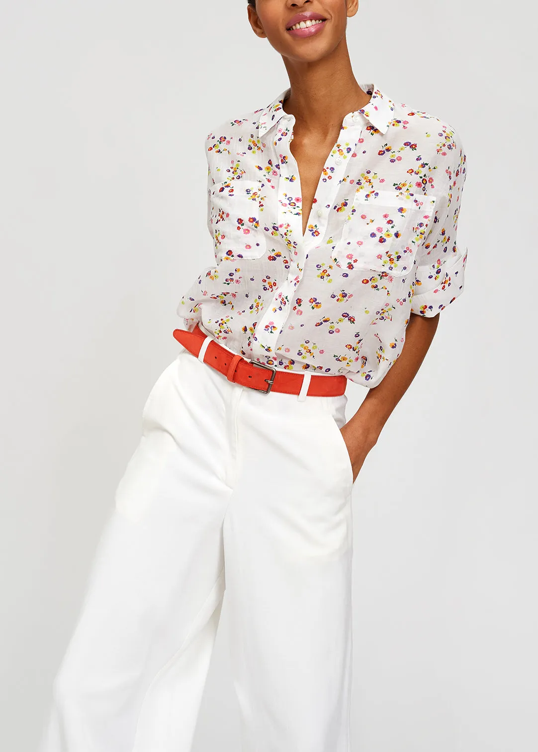White floral shirt