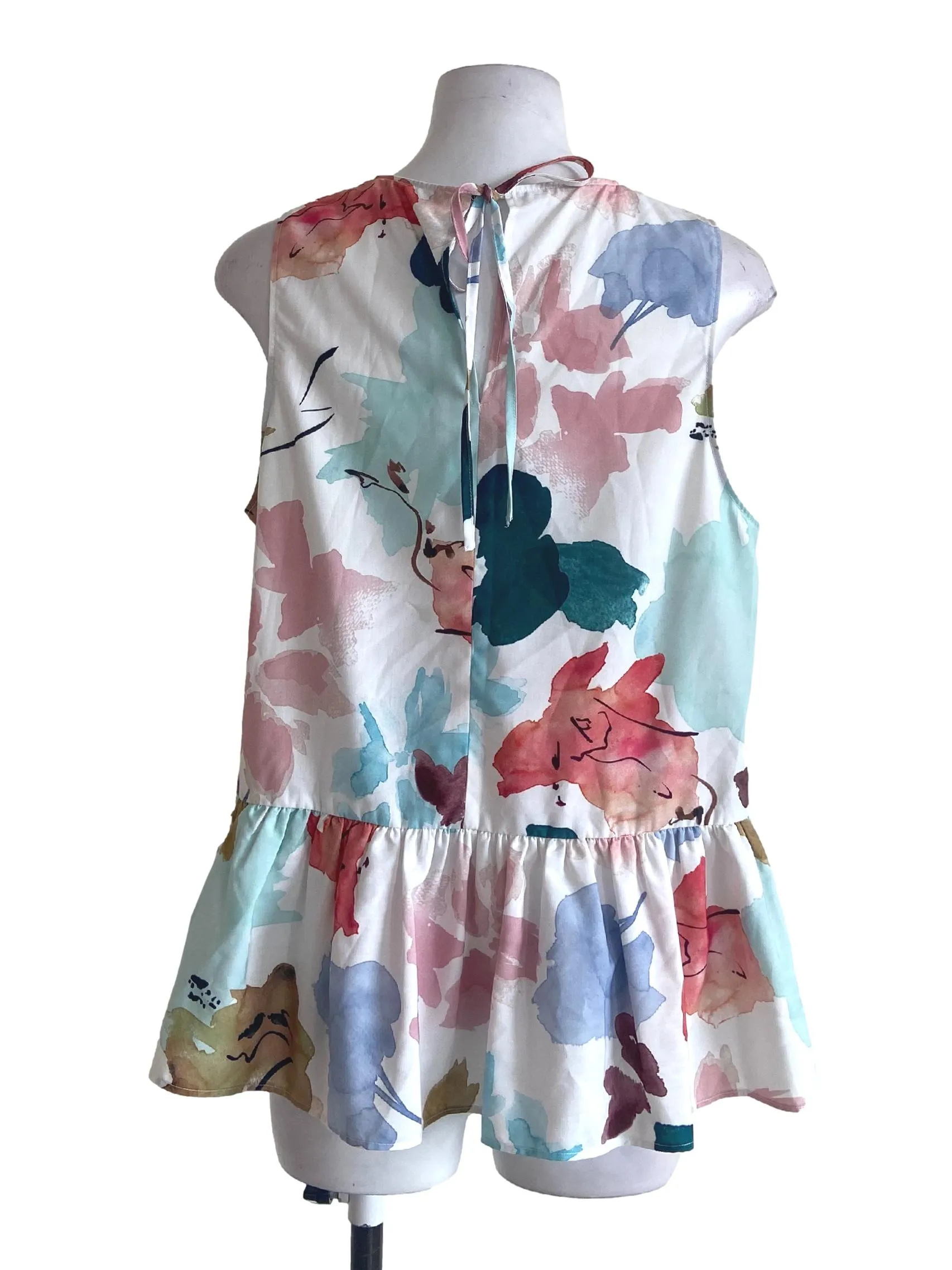White Flower Peplum Top LB