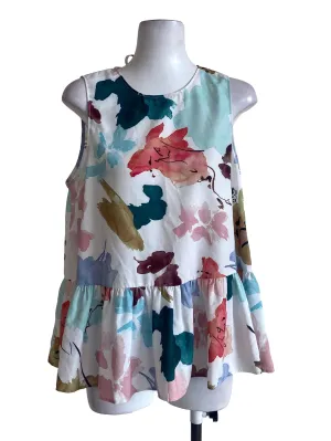 White Flower Peplum Top LB