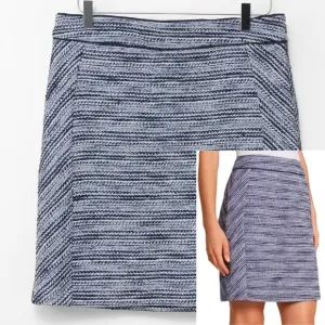 White House Black Market Classic Tweed Pencil Skirt Blue White Size 10 New