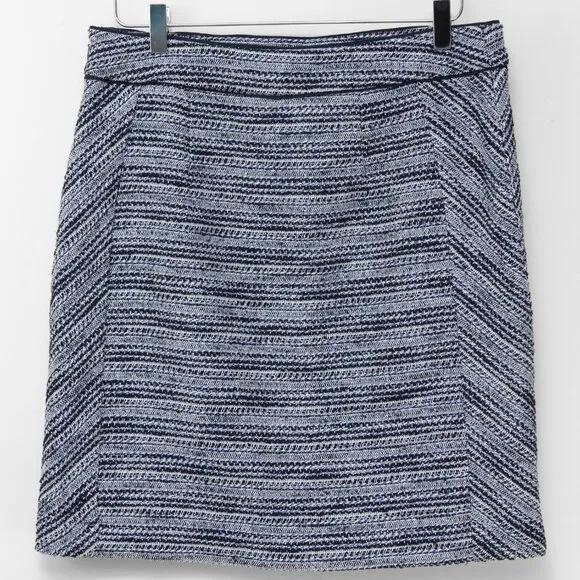 White House Black Market Classic Tweed Pencil Skirt Blue White Size 10 New
