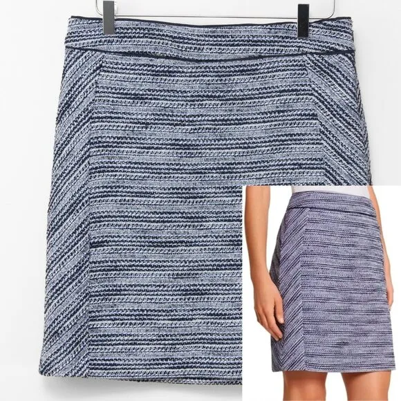White House Black Market Classic Tweed Pencil Skirt Blue White Size 10 New
