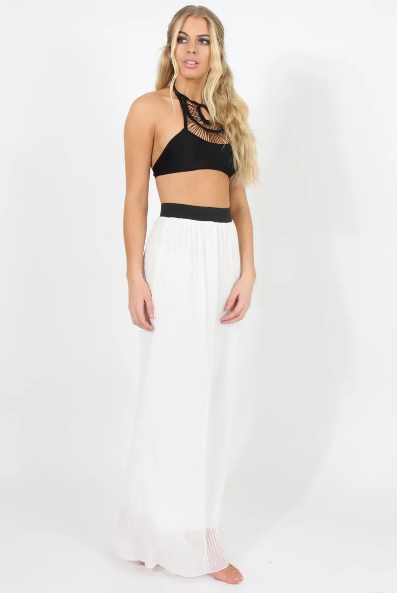 White Pleated Maxi Skirt - Shanice