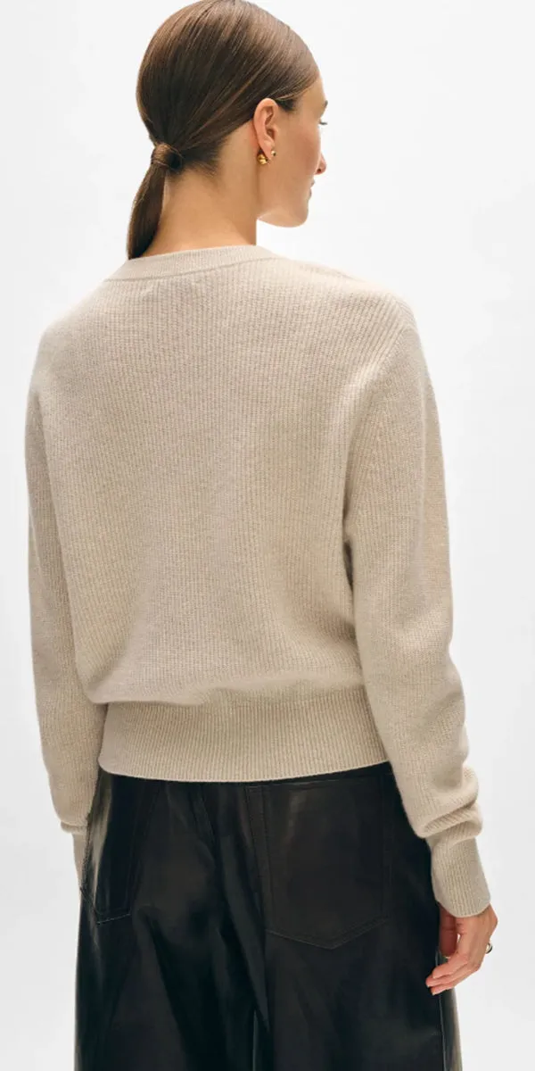 White   Warren Ribbed Gold Button Henley