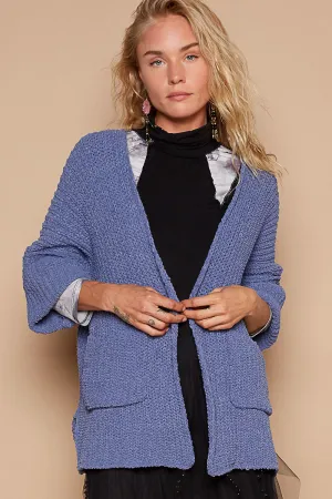 Wide Cuff Sleeve Chunky Knit Cardigan by POL - Lapis Blue