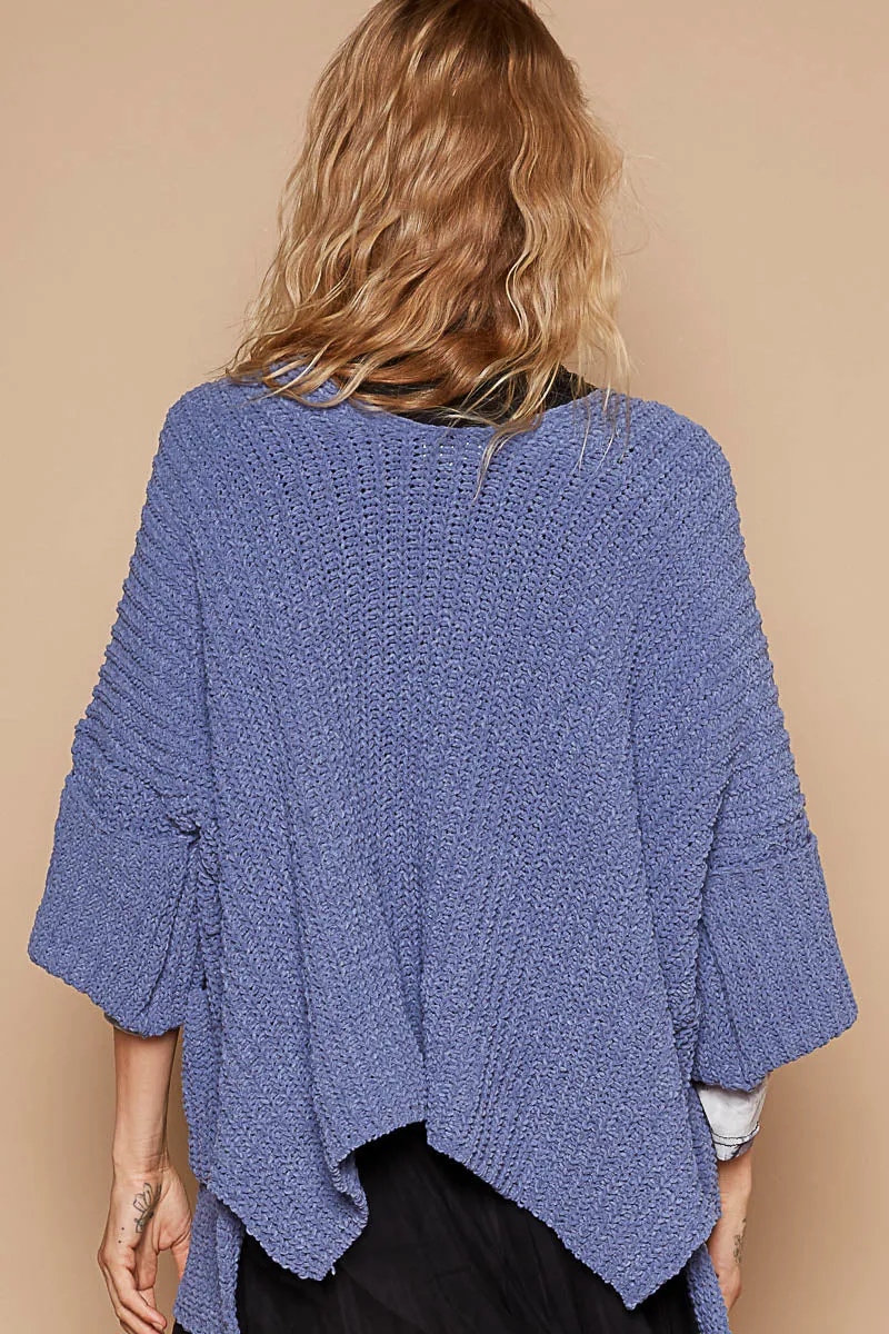 Wide Cuff Sleeve Chunky Knit Cardigan by POL - Lapis Blue