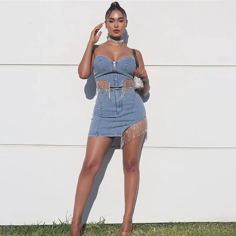 Women denim Pencil Mini Ruched sexy Dresses
