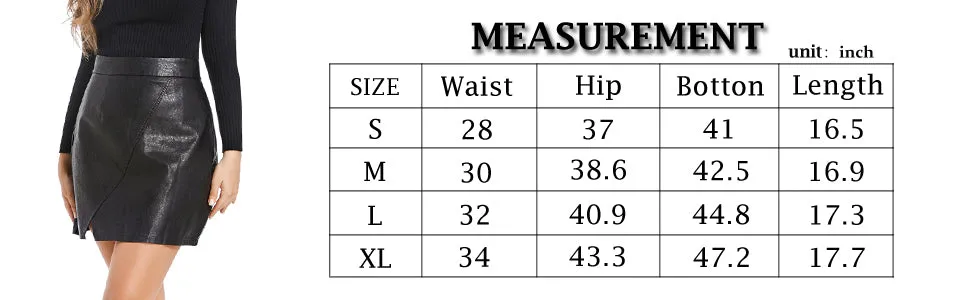 Women Faux Leather Skirts High Waist Elastic Female Skirts