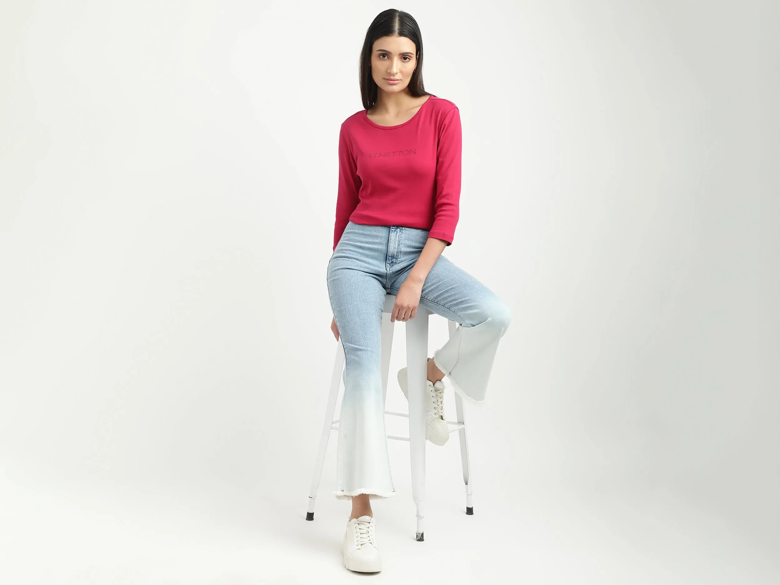 Women Ombre Bootleg Jeans