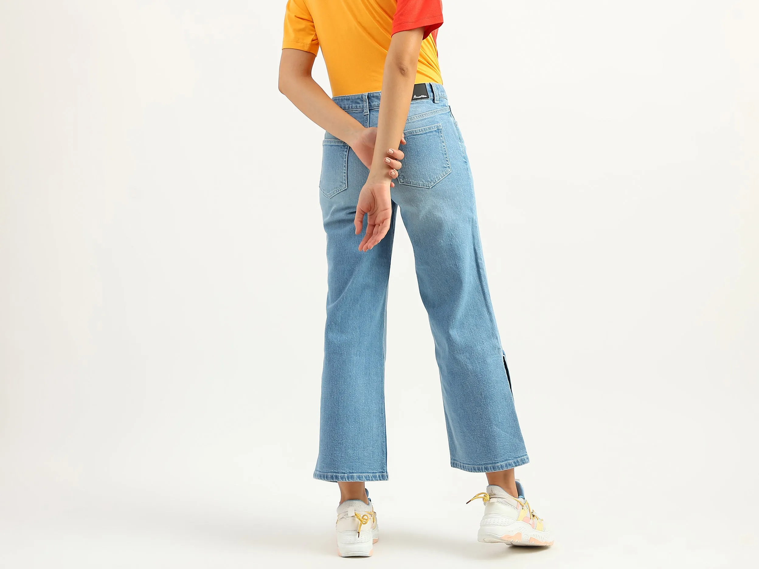 Women Solid Bootleg Jeans