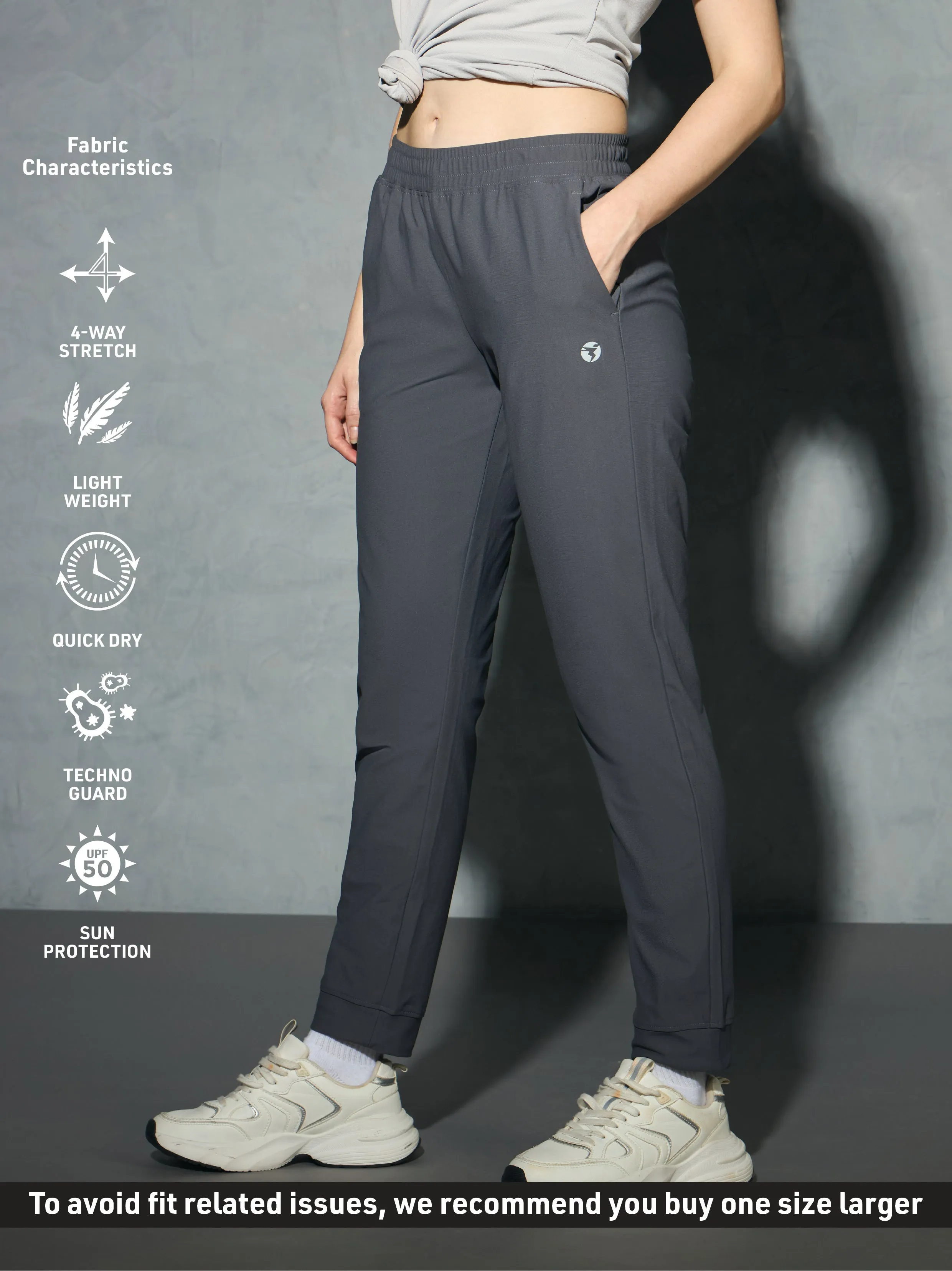 Women Solid Slim Fit Joggers with DURACOOL 