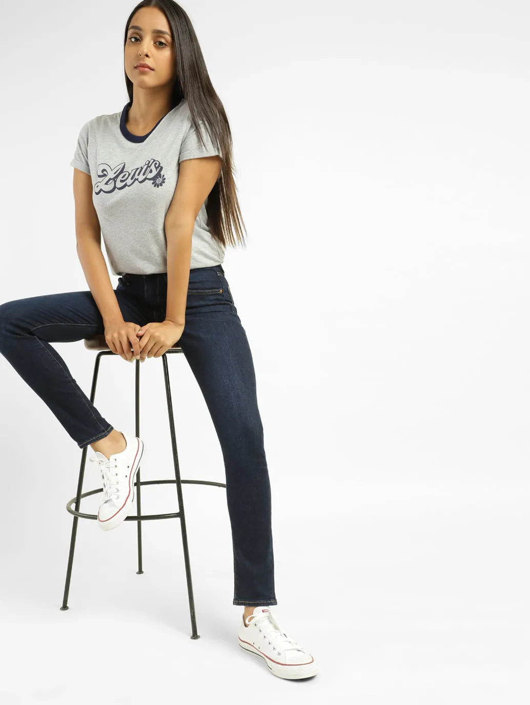 Women's 721 Blue Skinny Fit Mid Rise Jeans