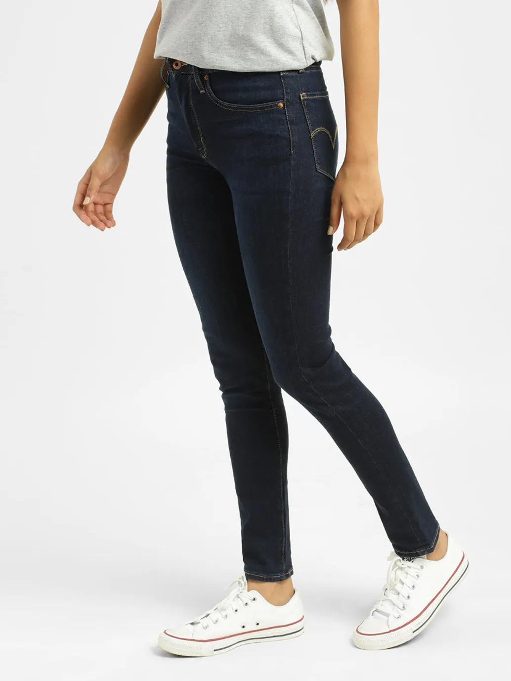 Women's 721 Blue Skinny Fit Mid Rise Jeans