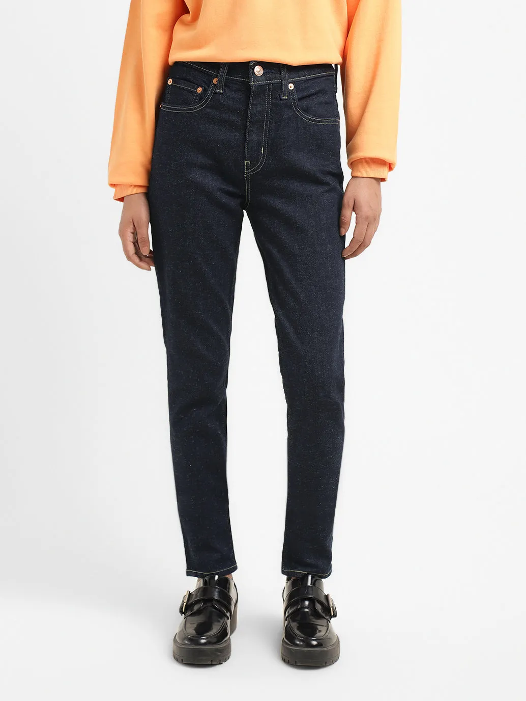 Women's 721 Navy Blue Skinny Fit High Rise Jeans
