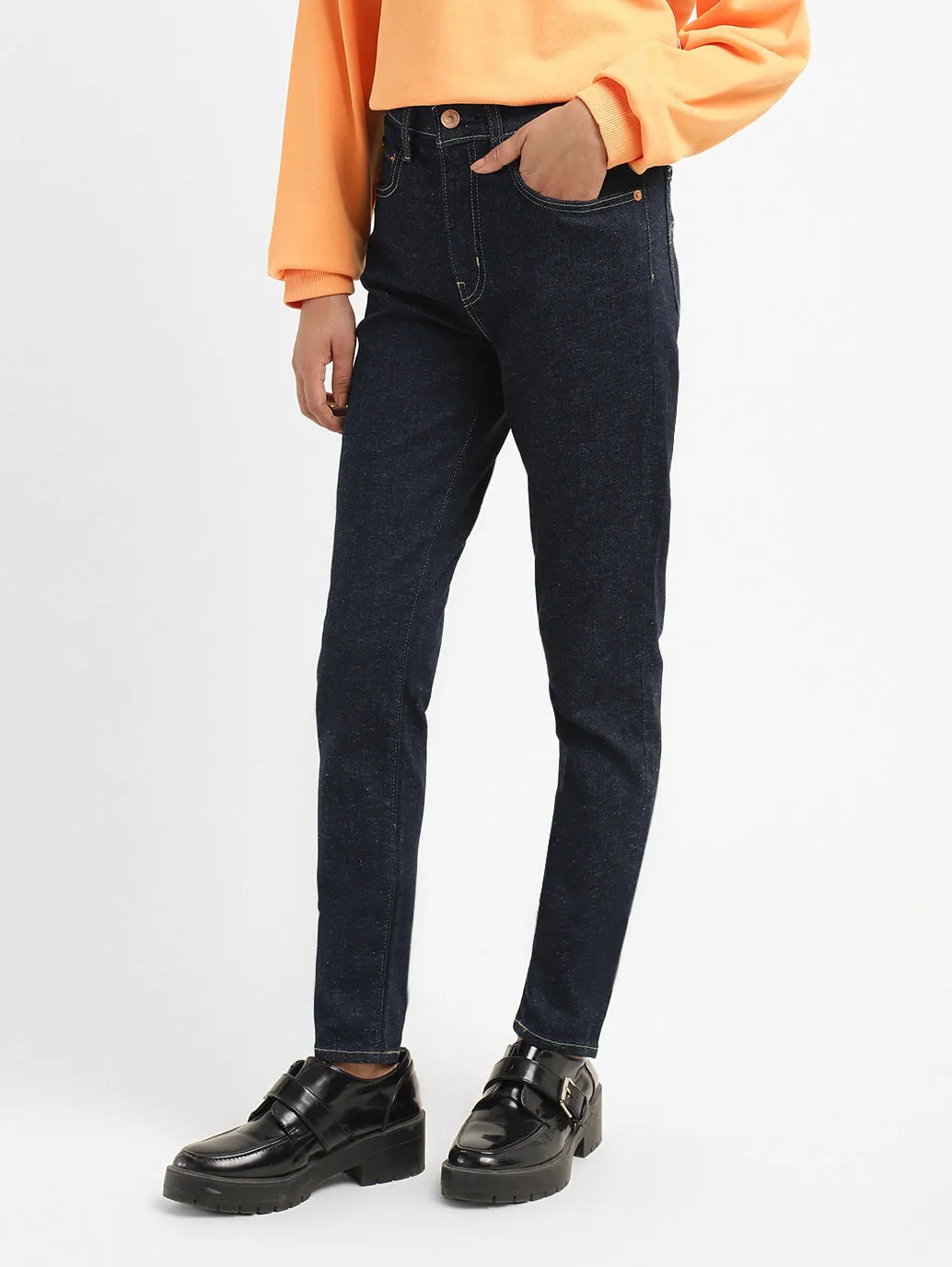 Women's 721 Navy Blue Skinny Fit High Rise Jeans