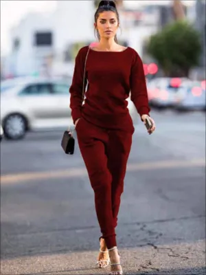 Women's Fall Fleece Sweatshirt & Jogger Pants Set
