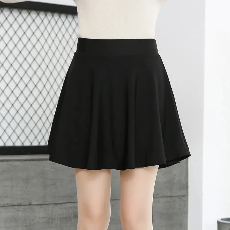 Women's Plus Size Basic Versatile Stretchy Flared Casual Mini Skater Skirt Kawaii Harajuku Korean Style Tennis Skirts
