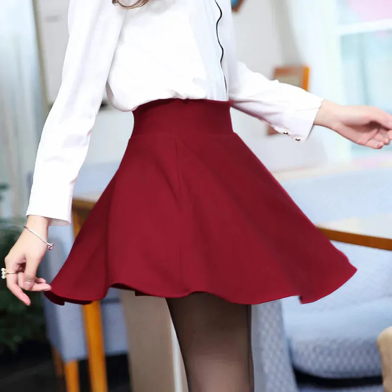 Women's Plus Size Basic Versatile Stretchy Flared Casual Mini Skater Skirt Kawaii Harajuku Korean Style Tennis Skirts