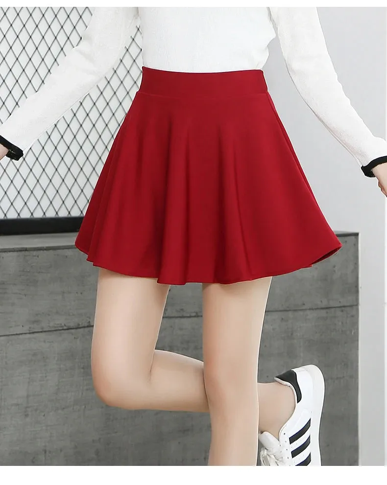 Women's Plus Size Basic Versatile Stretchy Flared Casual Mini Skater Skirt Kawaii Harajuku Korean Style Tennis Skirts