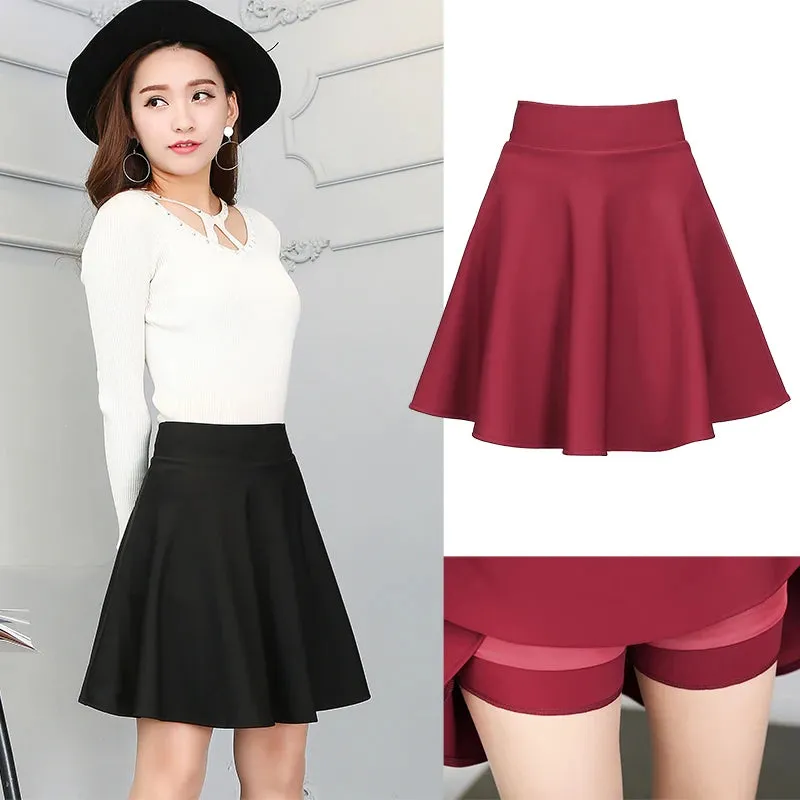 Women's Plus Size Basic Versatile Stretchy Flared Casual Mini Skater Skirt Kawaii Harajuku Korean Style Tennis Skirts