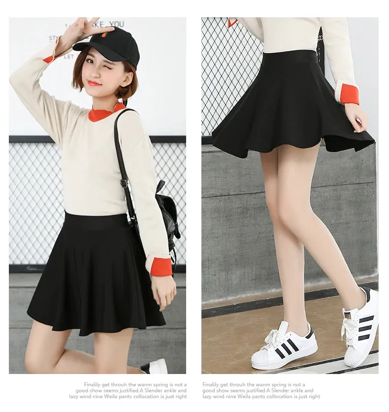 Women's Plus Size Basic Versatile Stretchy Flared Casual Mini Skater Skirt Kawaii Harajuku Korean Style Tennis Skirts