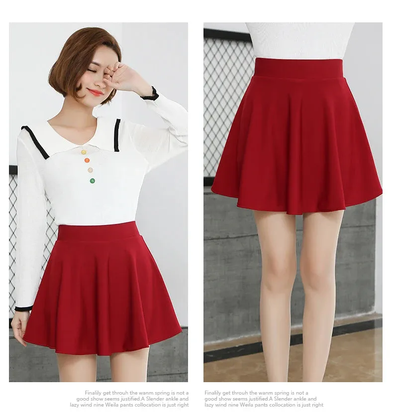 Women's Plus Size Basic Versatile Stretchy Flared Casual Mini Skater Skirt Kawaii Harajuku Korean Style Tennis Skirts