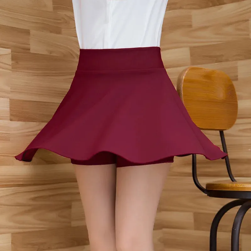 Women's Plus Size Basic Versatile Stretchy Flared Casual Mini Skater Skirt Kawaii Harajuku Korean Style Tennis Skirts