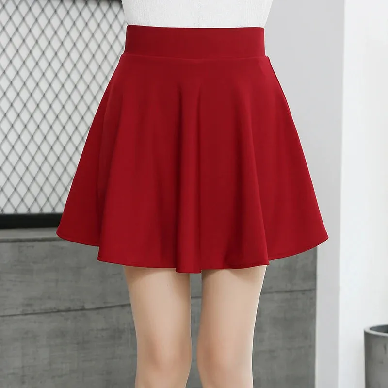 Women's Plus Size Basic Versatile Stretchy Flared Casual Mini Skater Skirt Kawaii Harajuku Korean Style Tennis Skirts