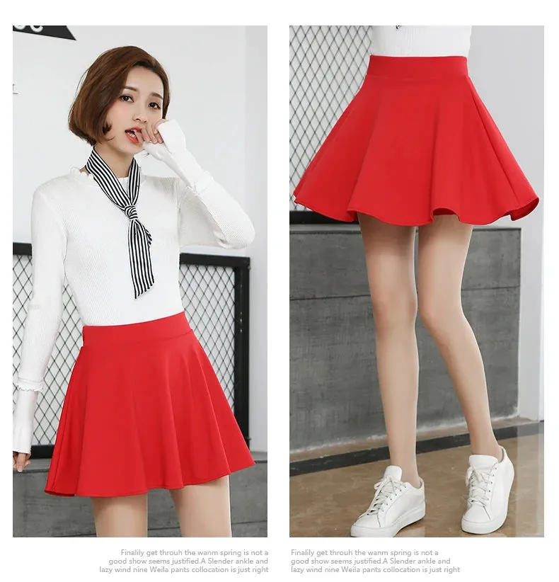 Women's Plus Size Basic Versatile Stretchy Flared Casual Mini Skater Skirt Kawaii Harajuku Korean Style Tennis Skirts
