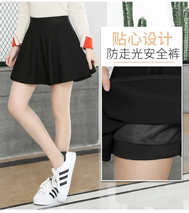 Women's Plus Size Basic Versatile Stretchy Flared Casual Mini Skater Skirt Kawaii Harajuku Korean Style Tennis Skirts