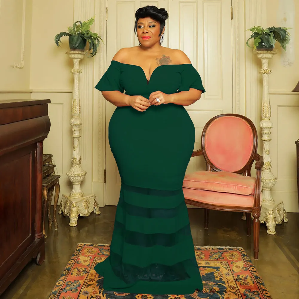 Women’s Plus Size Bodycon Fit Bell Sleeve Dress