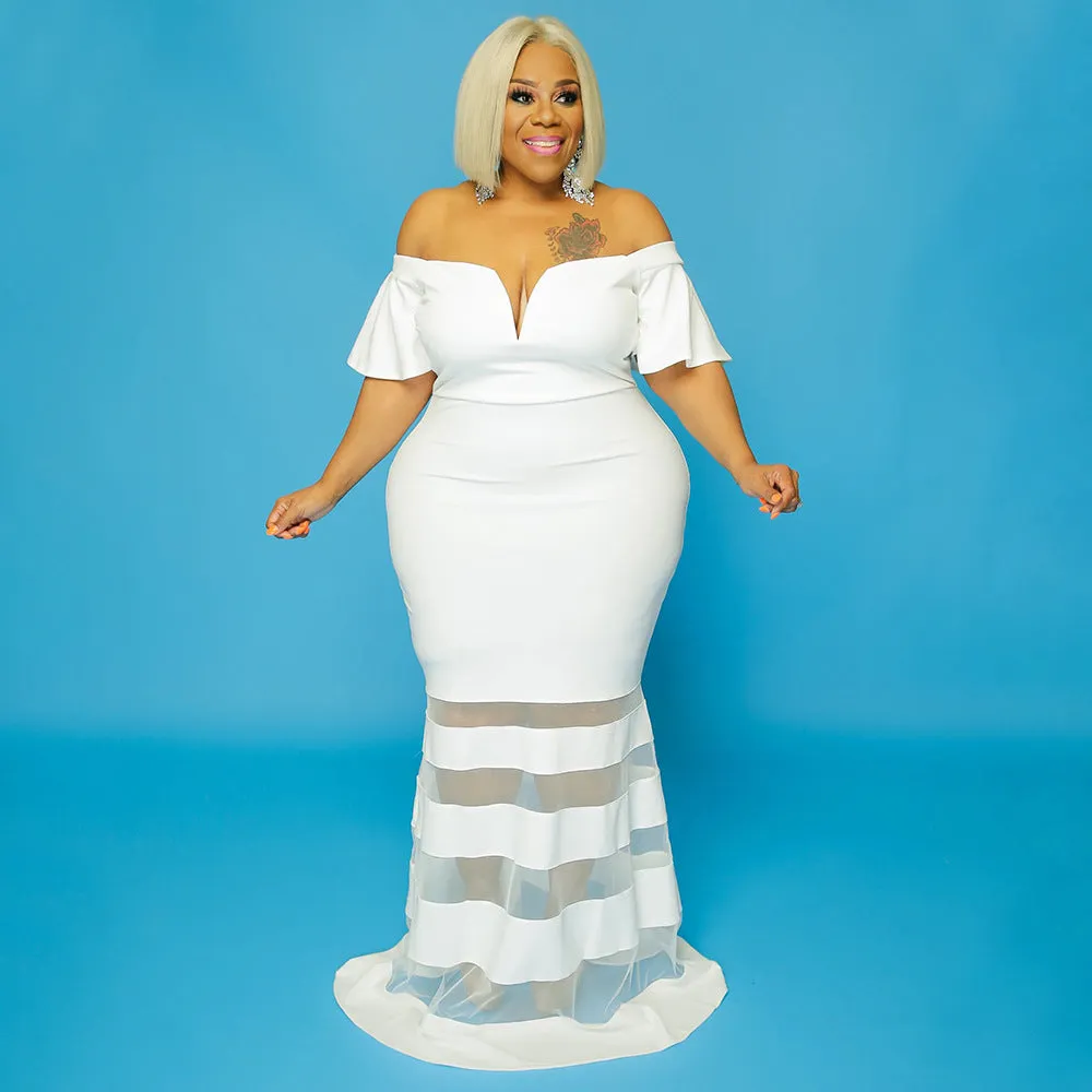 Women’s Plus Size Bodycon Fit Bell Sleeve Dress