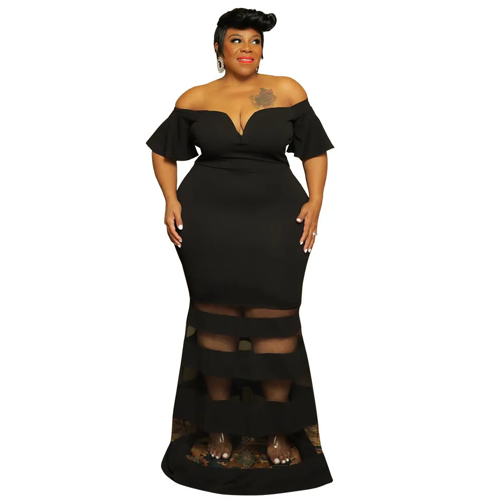 Women’s Plus Size Bodycon Fit Bell Sleeve Dress