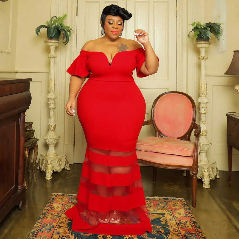 Women’s Plus Size Bodycon Fit Bell Sleeve Dress