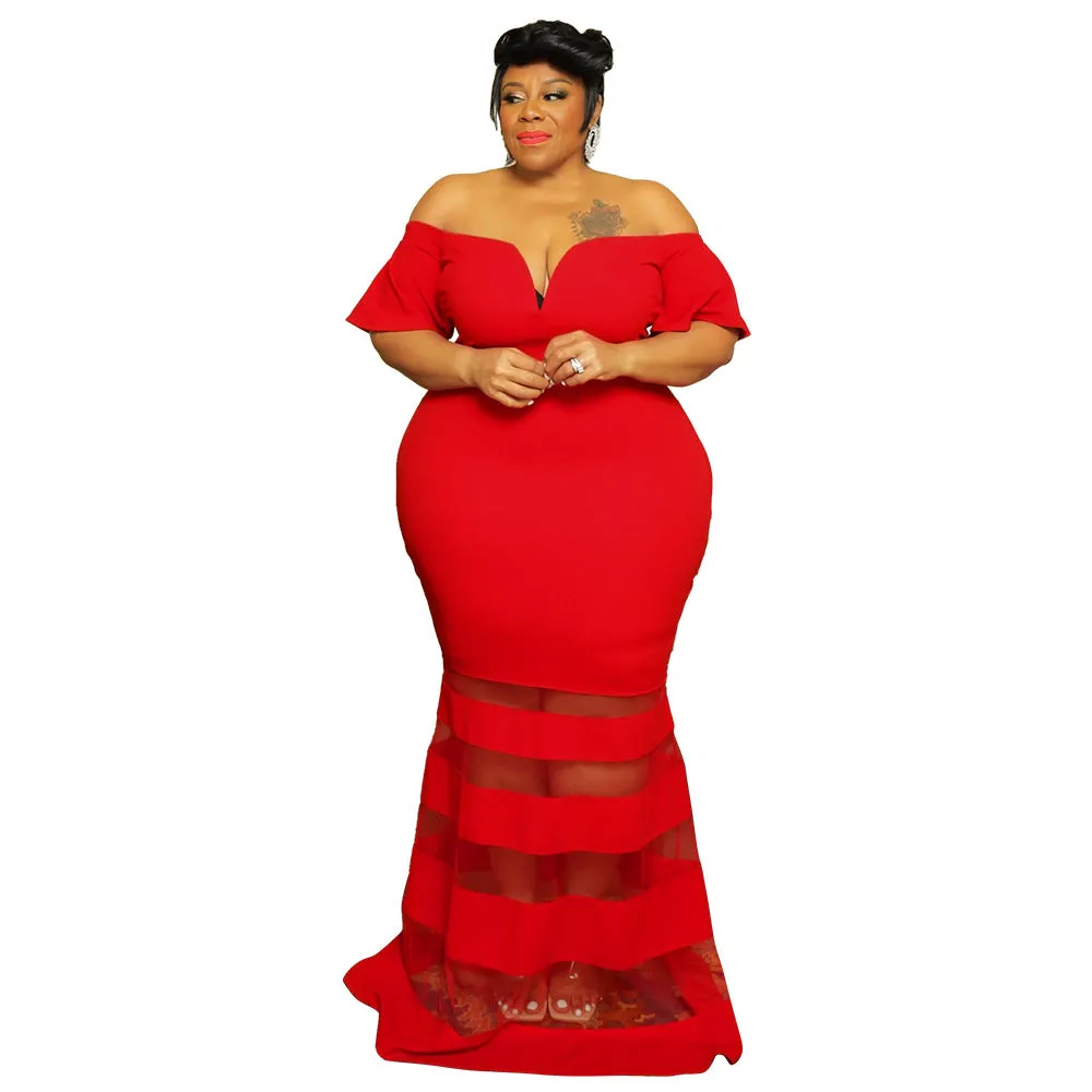 Women’s Plus Size Bodycon Fit Bell Sleeve Dress