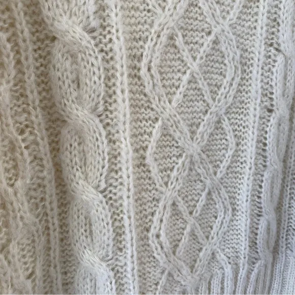 Wooden Ships Cream Cable Knit Chunky Turtleneck Sweater, S/M