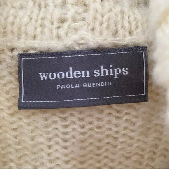 Wooden Ships Cream Cable Knit Chunky Turtleneck Sweater, S/M