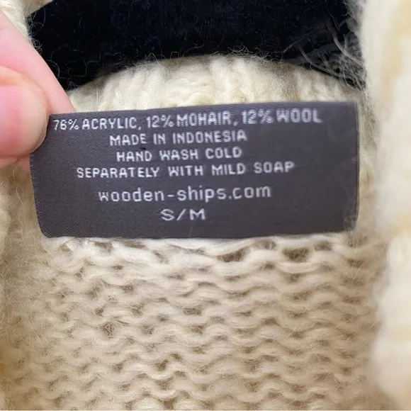 Wooden Ships Cream Cable Knit Chunky Turtleneck Sweater, S/M
