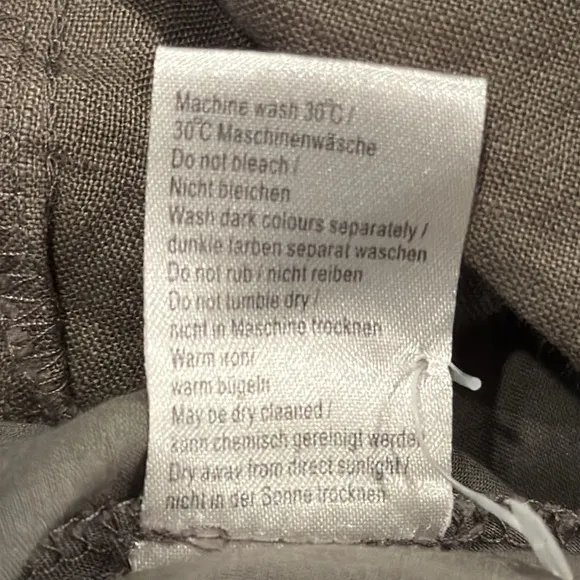 Wrap London Olive Washable Linen Drop Waist Pleated Detail Midi Skirt Size 12