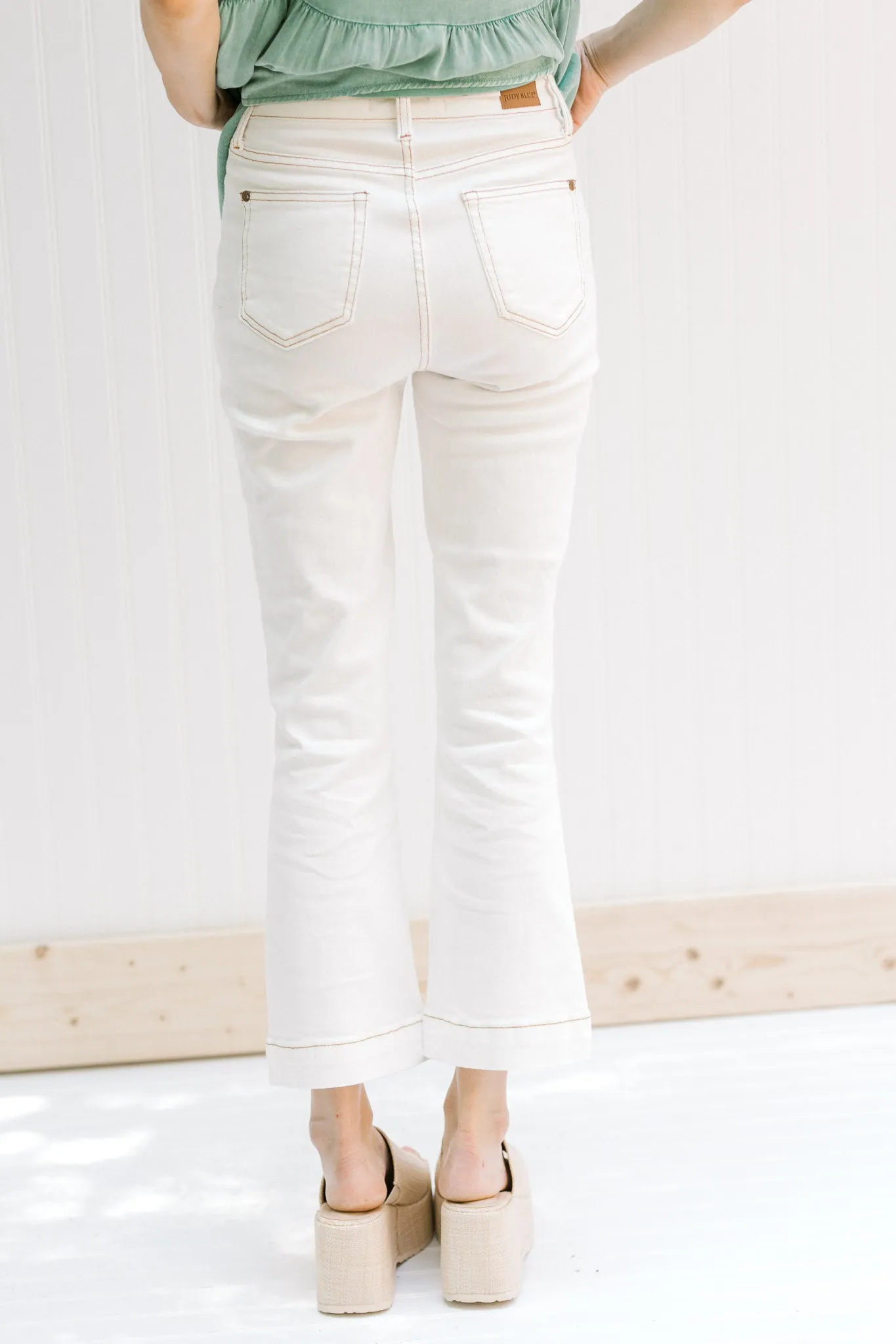 X Judy Blue Cropped Bootcut Jeans in White