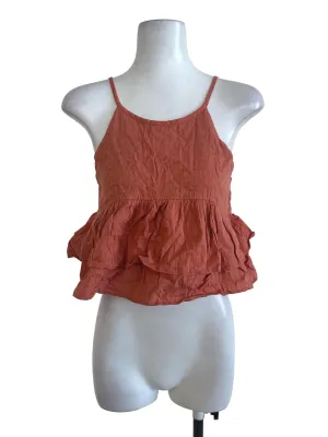 Yam Orange Sleeveless Peplum Top