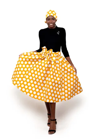 Yellow Polka Dots Midi Skirt