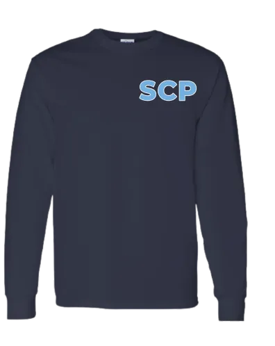 Youth Crewneck-Long Sleeve T-shirt-PCA/SCP Center Back Logo with option of SCP Logo on front left chest