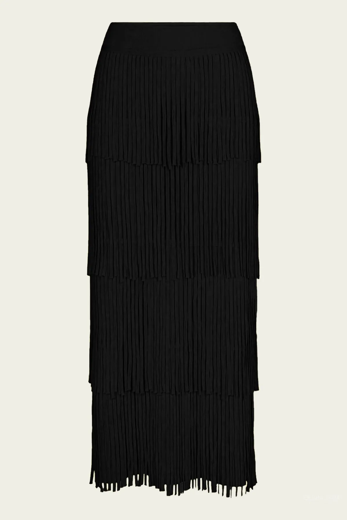 Za Za Knit Fringe Skirt in Black