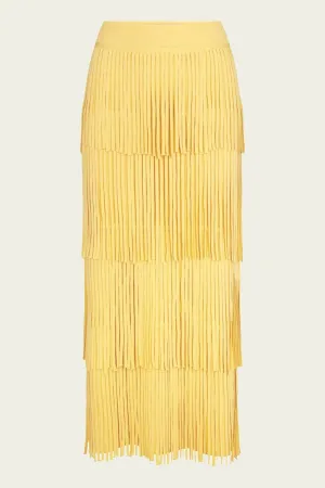 Za Za Knit Fringe Skirt in Butter