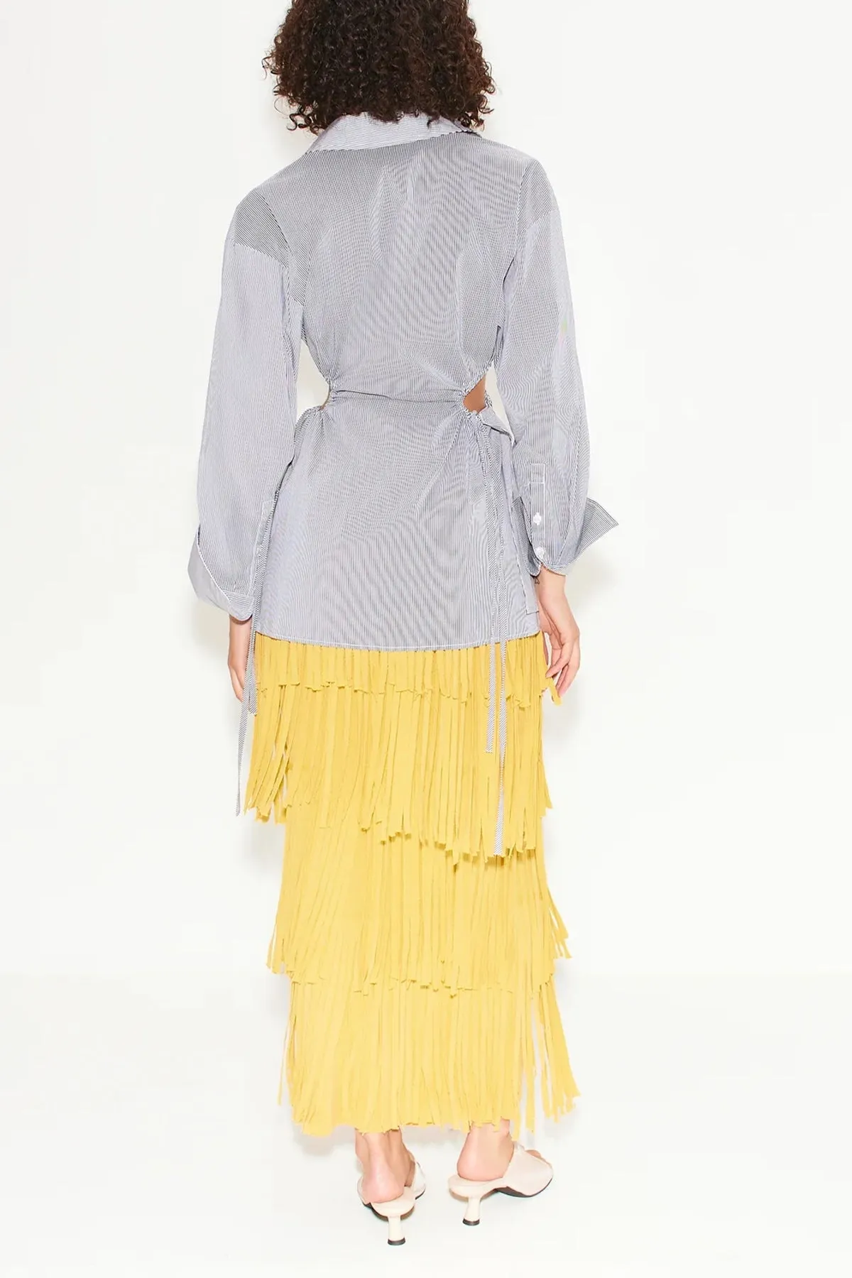 Za Za Knit Fringe Skirt in Butter
