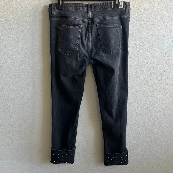Zara Women's Bottom Pearls Black Skinny Jeans Size 8 Style 6164/203/800/40