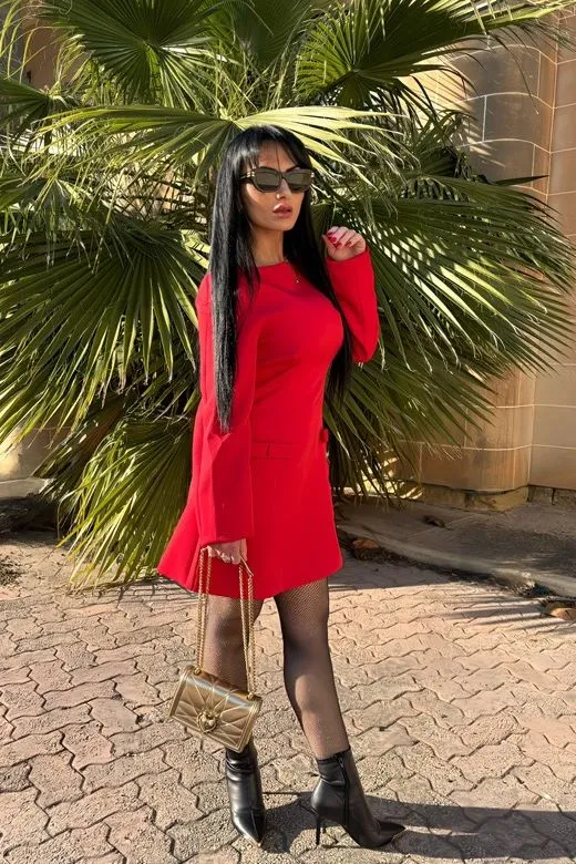 Zena Long Sleeve Bodycon Mini Dress - Lipstick Red
